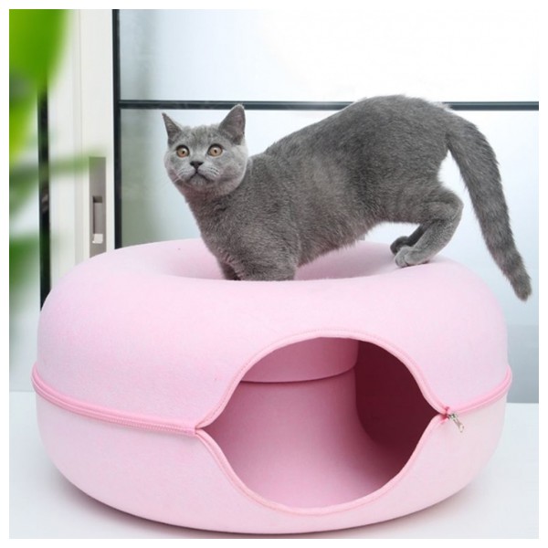고양이 도넛 터널 숨숨집(50cm) (핑크)