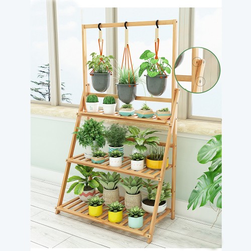 가드닝 3단 대나무 화분진열대B (80cm)