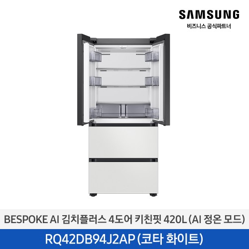 BESPOKE AI 김치플러스 김치냉장고 4도어 키친핏 420L 코타화이트 RQ42DB94J2AP01