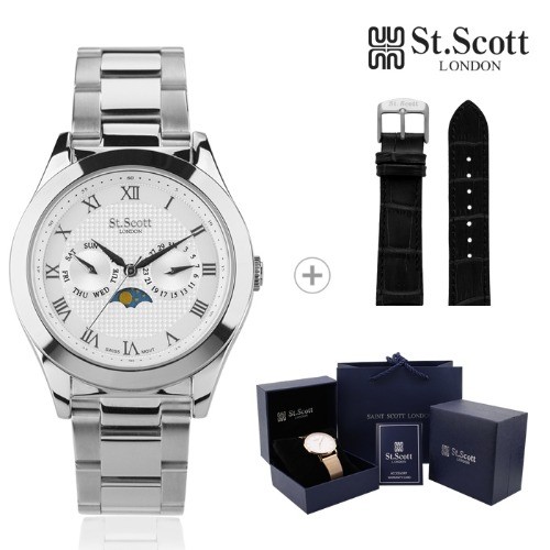 [St.Scott] 클래시코 문페이즈 워치, ST5010M-WS