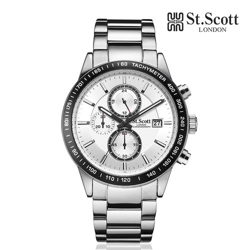 [St.Scott] 크로노그래프 남성 메탈시계, ST3055SSS