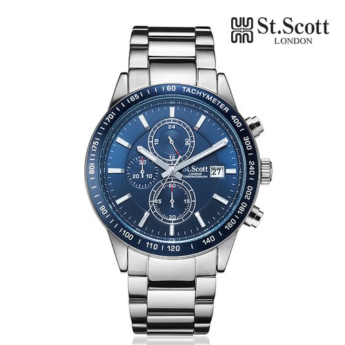 [St.Scott] 크로노그래프 남성 메탈시계, ST3055SLS