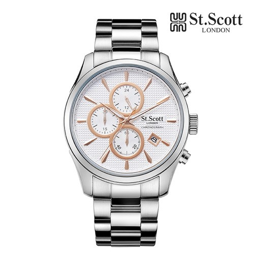 [St.Scott] 크로노그래프 남성 메탈시계, ST3054SSS