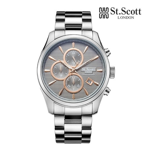 [St.Scott] 로노그래프 남성 메탈시계, ST3054SGS
