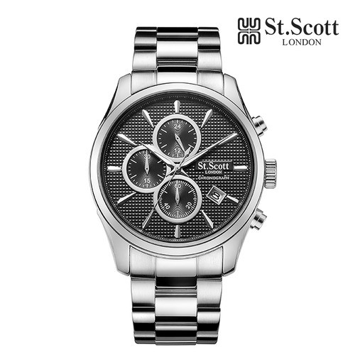 [St.Scott] 크로노그래프 남성 메탈시계, ST3054SBS