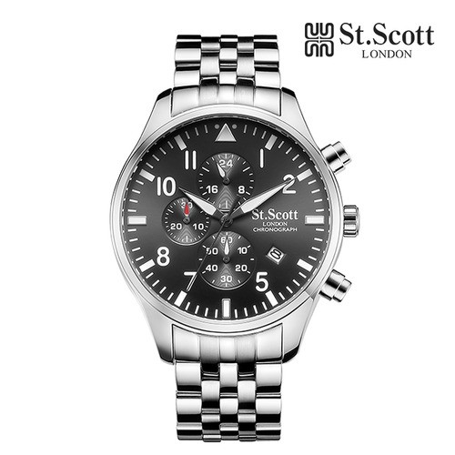 [St.Scott] 크로노그래프 남성 메탈시계, ST3052SBS