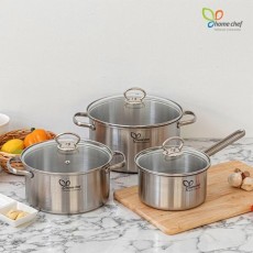 [홈셰프] 파르페 IH 스텐레스 냄비3종세트(편수16+양수20,24cm), hc0706se