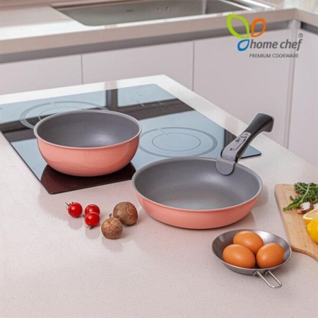 [홈셰프] 파르페 IH핑크 인덕션 매직핸즈3PCS(멀티웍팬22cm, 후라이팬24cm,멀티핸들), hc0503p