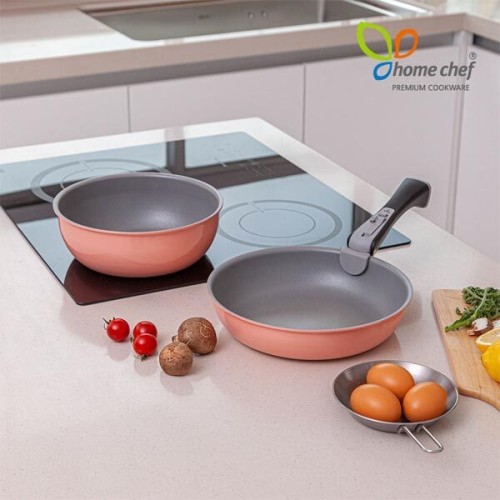 [홈셰프] 파르페 IH핑크 인덕션 매직핸즈3PCS(멀티웍팬22cm, 후라이팬24cm,멀티핸들), hc0503p
