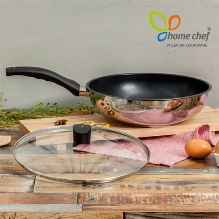 [홈셰프] IH인덕션 3중 스텐레스 궁중웍팬28cm+유리뚜껑, hc0202s-2