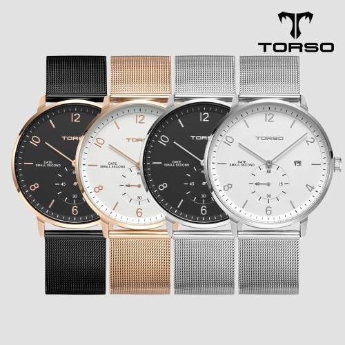 [토르소] 아리온 스몰 세컨드 워치 남성 메쉬 밴드 시계 T104M-MS(색상 택1)