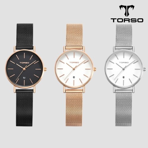 [토르소] 카리아 데이트 워치 여성 메쉬 밴드 시계 T102F-MS(색상 택1)