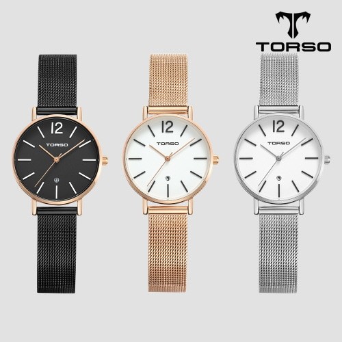 [토르소] 도로스 데이트 워치 여성 메쉬 밴드 시계 T101F-MS(색상 택1)