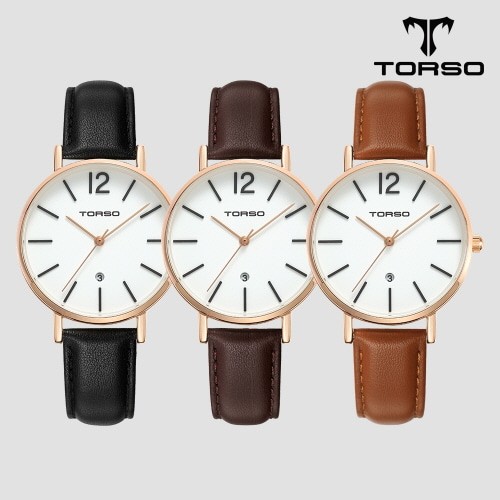 [토르소] 도로스 데이트 워치 여성 가죽 밴드 시계 T101F-RS-L(색상 택1)