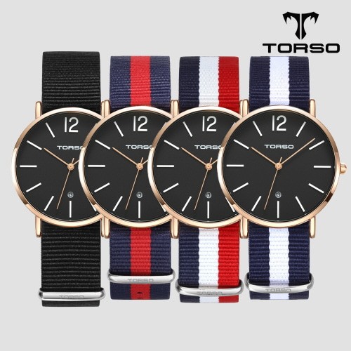 [토르소] 도로스 데이트 워치 남성 나토 밴드 시계 T101M-RB-N(색상 택1)