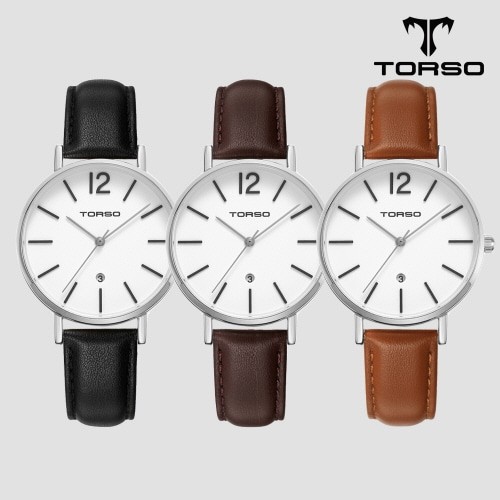 [토르소] 도로스 데이트 워치 여성 가죽 밴드 시계 T101F-SS-L(색상 택1)