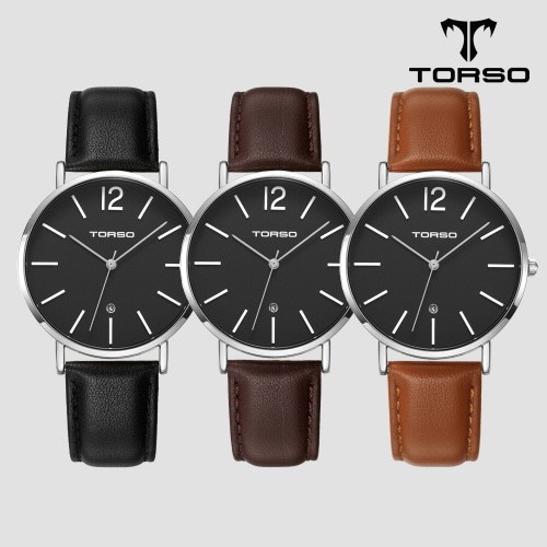 [토르소] 도로스 데이트 워치 남성 가죽 밴드 시계 T101M-SB-L(색상 택1)