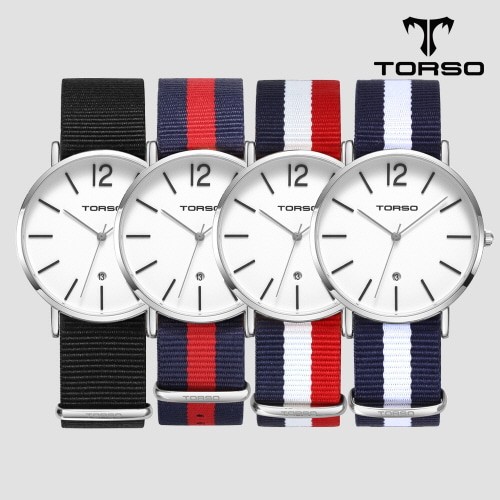 [토르소] 도로스 데이트 워치 남성 나토 밴드 시계 T101M-SS-N(색상 택1)