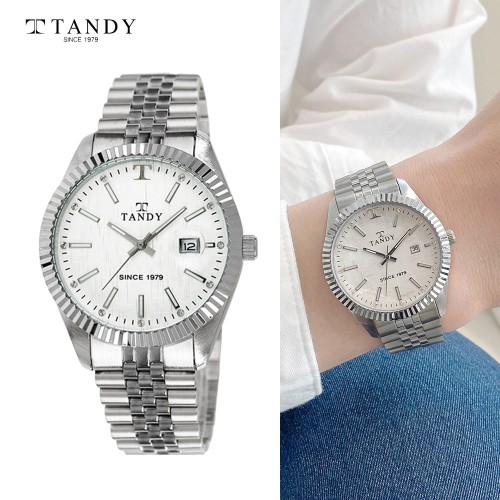 [TANDY] 탠디 럭셔리 메탈 손목시계(스와로브스키 식입) T-3921 남자 빈티지화이트
