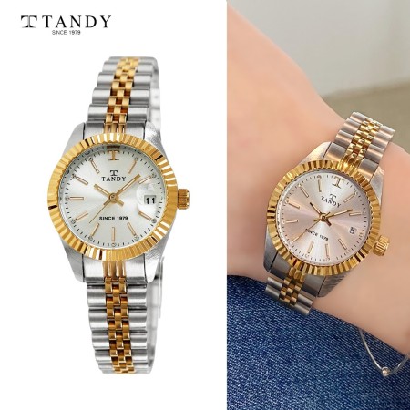 [TANDY] 탠디 럭셔리 메탈 손목시계(스와로브스키 식입) T-3921 여자 골드콤비