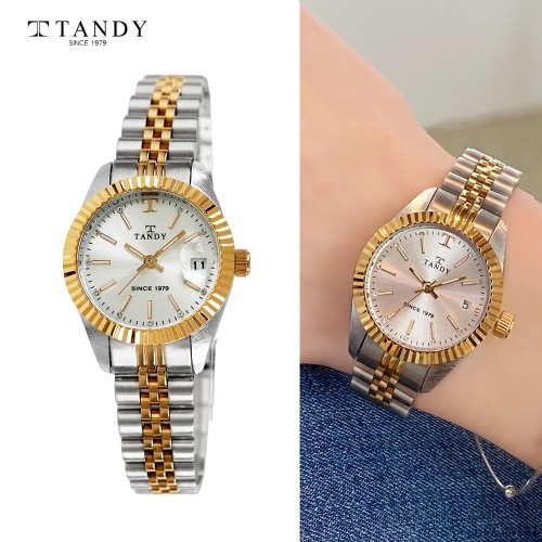 [TANDY] 탠디 럭셔리 메탈 손목시계(스와로브스키 식입) T-3921 여자 골드콤비