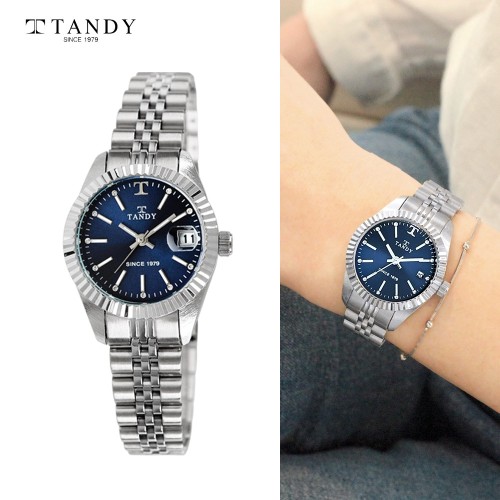 [TANDY] 탠디 럭셔리 메탈 손목시계(스와로브스키 식입) T-3921 여자 다크블루